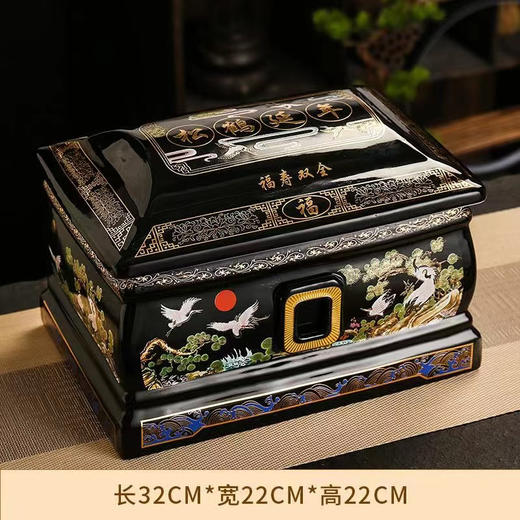 传统德化陶瓷男女通用骨灰盒“松鹤延年”骨灰盒寿盒 商品图2