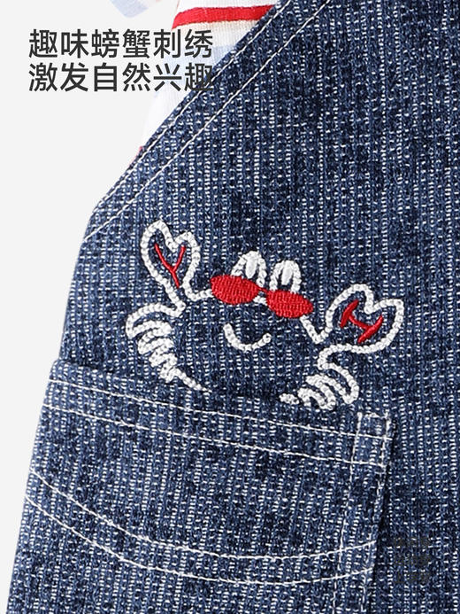 英氏婴儿连身衣宝宝夏连体衣男宝假两件牛仔短袖哈衣YRHBJ2S026A 商品图3