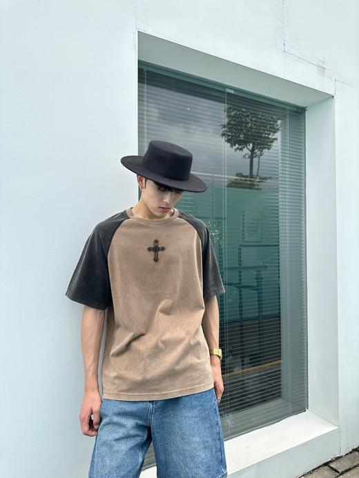 克罗心2026SS夏季新款拼色插肩袖圆领短袖T恤 Z-15893 商品图3