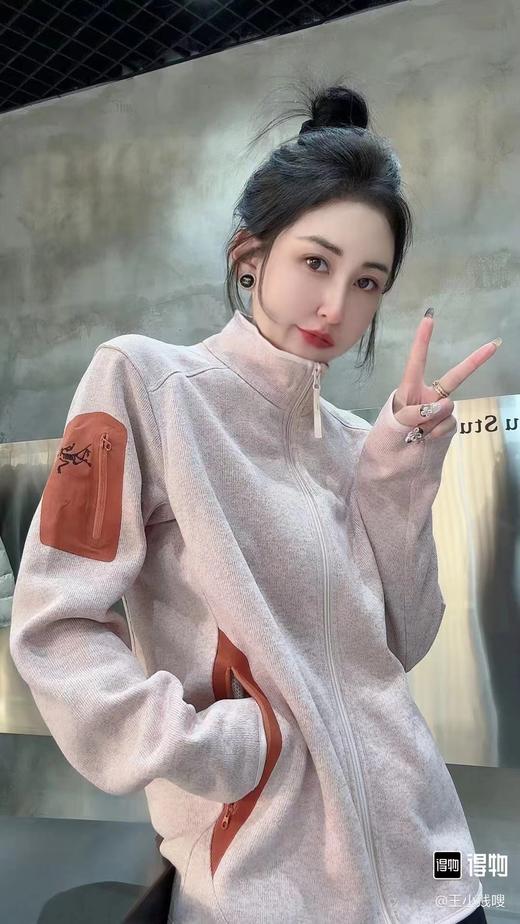 F032349男女立领开衫轻量抓绒外套情侣款户外徒步运动夹克外套 商品图7