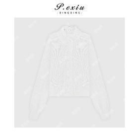 03-4潘依绣丁丁宠粉羊毛马海毛温柔风勾花镂空圆领长袖针织开衫Q63412