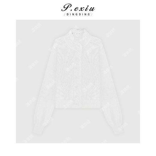 03-4潘依绣丁丁宠粉羊毛马海毛温柔风勾花镂空圆领长袖针织开衫Q63412 商品图0