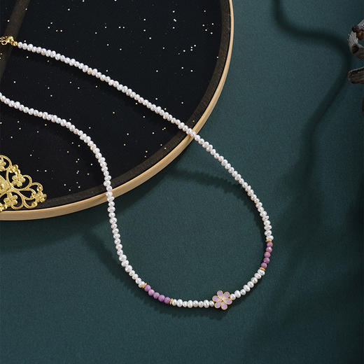 子佩集【紫梦花海】银S925珍珠惜王妃项链【SGN1050002】2*3mm珠紫花朵2601 商品图1