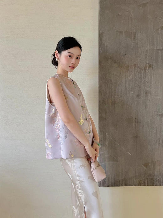 新中式宋锦提花盘扣马甲 商品图3