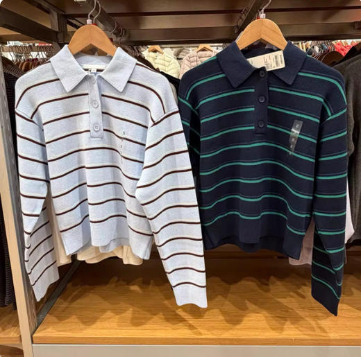 丁摩 春季女装柔滑棉质POLO领条纹针织衫毛衣毛衫6ZF-484503 商品图1