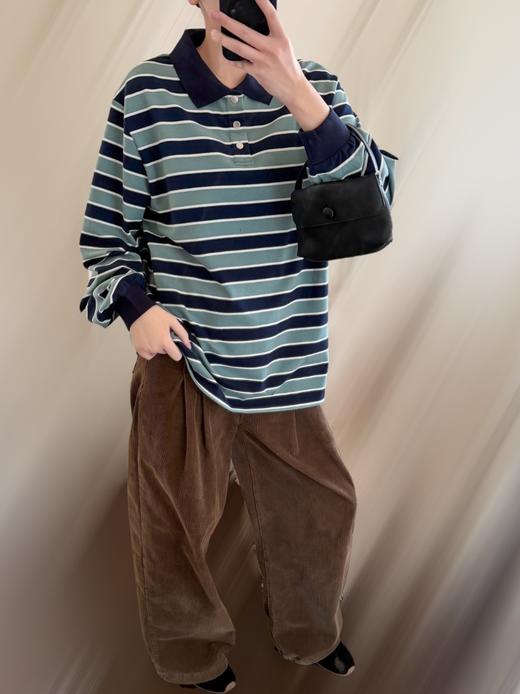 女款宽松条纹长袖Polo衫lv001 商品图3