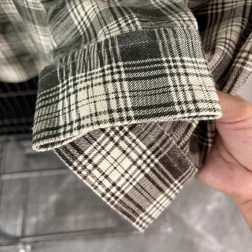 F032352棉麻混纺休闲胸前大口袋工装长袖格子衬衫外套 商品图9