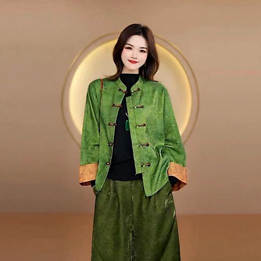 丁摩 春秋新款双面双穿中式国风浮光锦轻奢提花外套复古开衫6ZF-057 商品图2