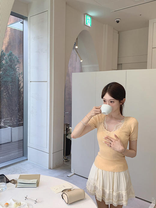 金蘑菇菇 女友感蕾丝t /新澳吊牌60支 针织短袖 商品图1