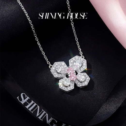 FLY·永恒之环系列 ShiningHouse[培育] 18k金钻石项链 粉钻人工真钻人造钻石K金项链可调节时尚钻石项链【此商品不支持7天无理由退货退款】预计3日发货 商品图4