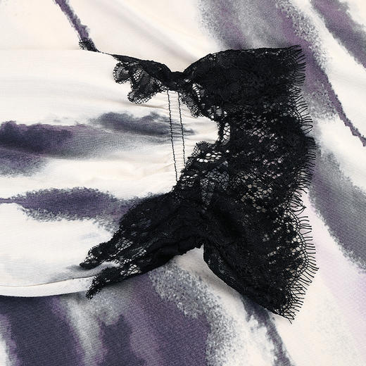 美奈川睡衣女家居服套装水墨印花莫代尔蕾丝裙 JJ28193 商品图9