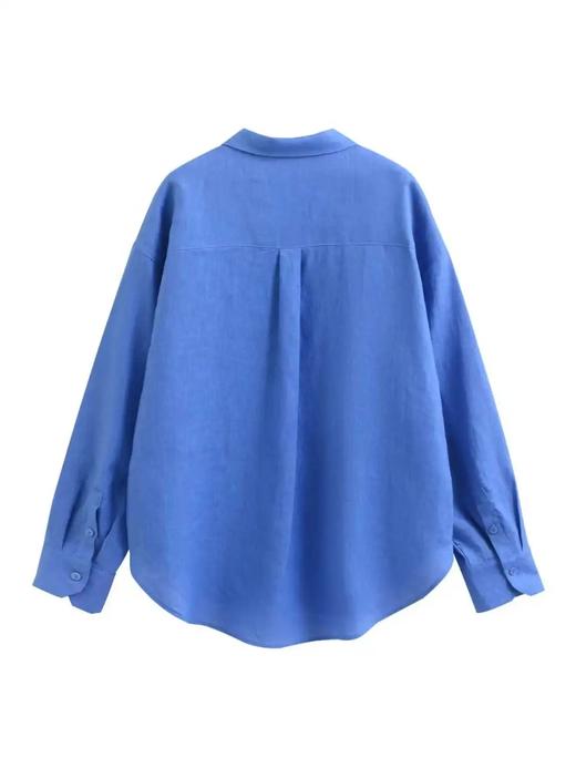 F032372轻盈挺括舒爽有型静奢老钱风双门襟设计亚麻衬衫 商品图2