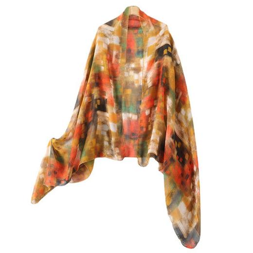 雀说 复古风披肩旅游薄款纱巾棉麻复古印花披肩围巾6196 商品图4