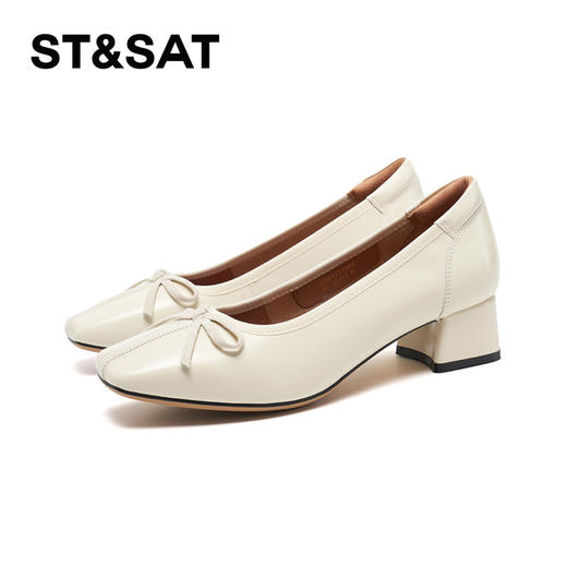 星期六26春新款法式高级感蝴蝶结粗跟单鞋SSE1111083 商品图5