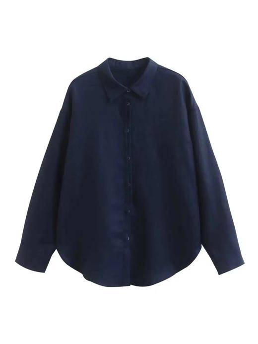 F032372轻盈挺括舒爽有型静奢老钱风双门襟设计亚麻衬衫 商品图5