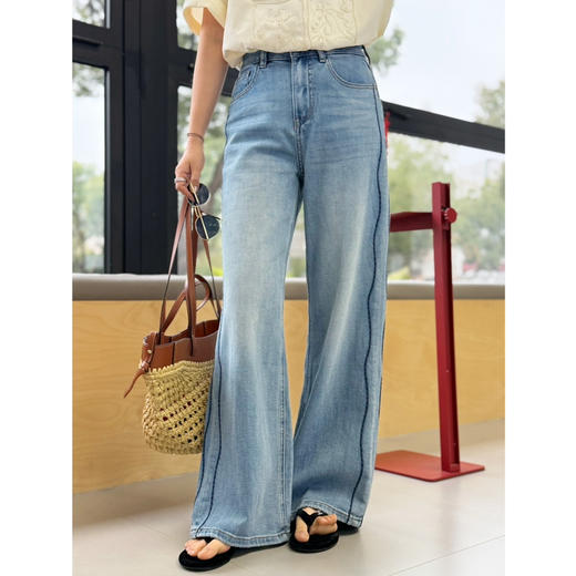 2603406    “绝”侧边立体刺绣🪡 牛仔裤，微阔腿 商品图0