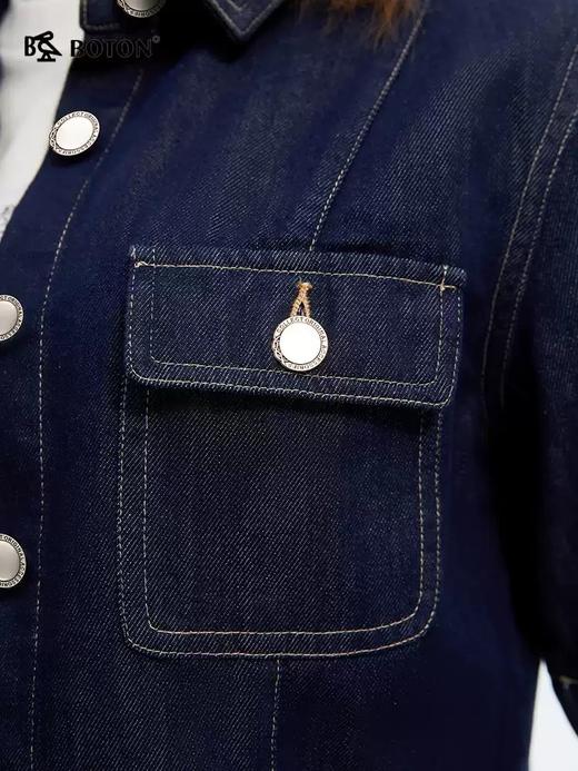 波顿夏女士显瘦利落短袖牛仔短袖衬衫 柔软质感通勤百搭衬衣LS067225 商品图4