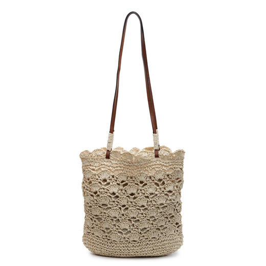 【森系钩花单肩包】森系钩花单肩编织包女文艺青年手提草编包海边度假沙滩包。ya 商品图4
