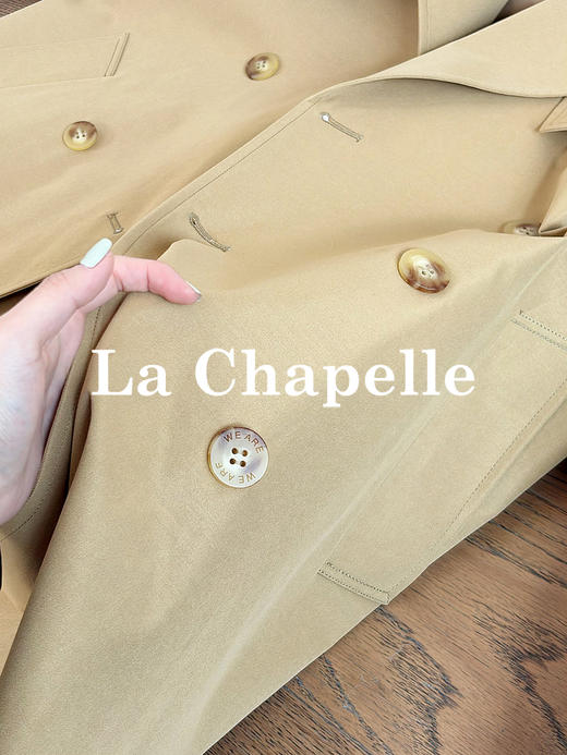 专柜实拍【轻奢英伦风！】拉夏贝尔/La Chapelle挺括有型气质翻领双排扣中长款通勤风廓形腰带风衣女 商品图8