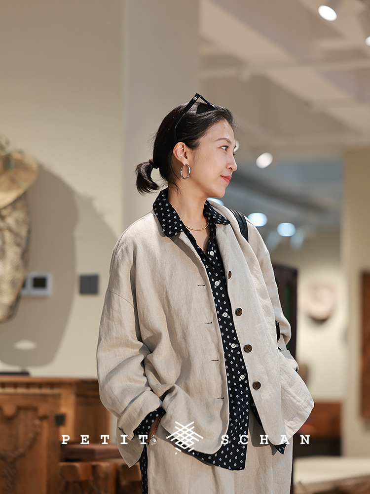 Petit Schan小闪 CLO#1082 Remain unsullied 一尘不染 一千零一夜系列文艺感法国雨露麻短外套