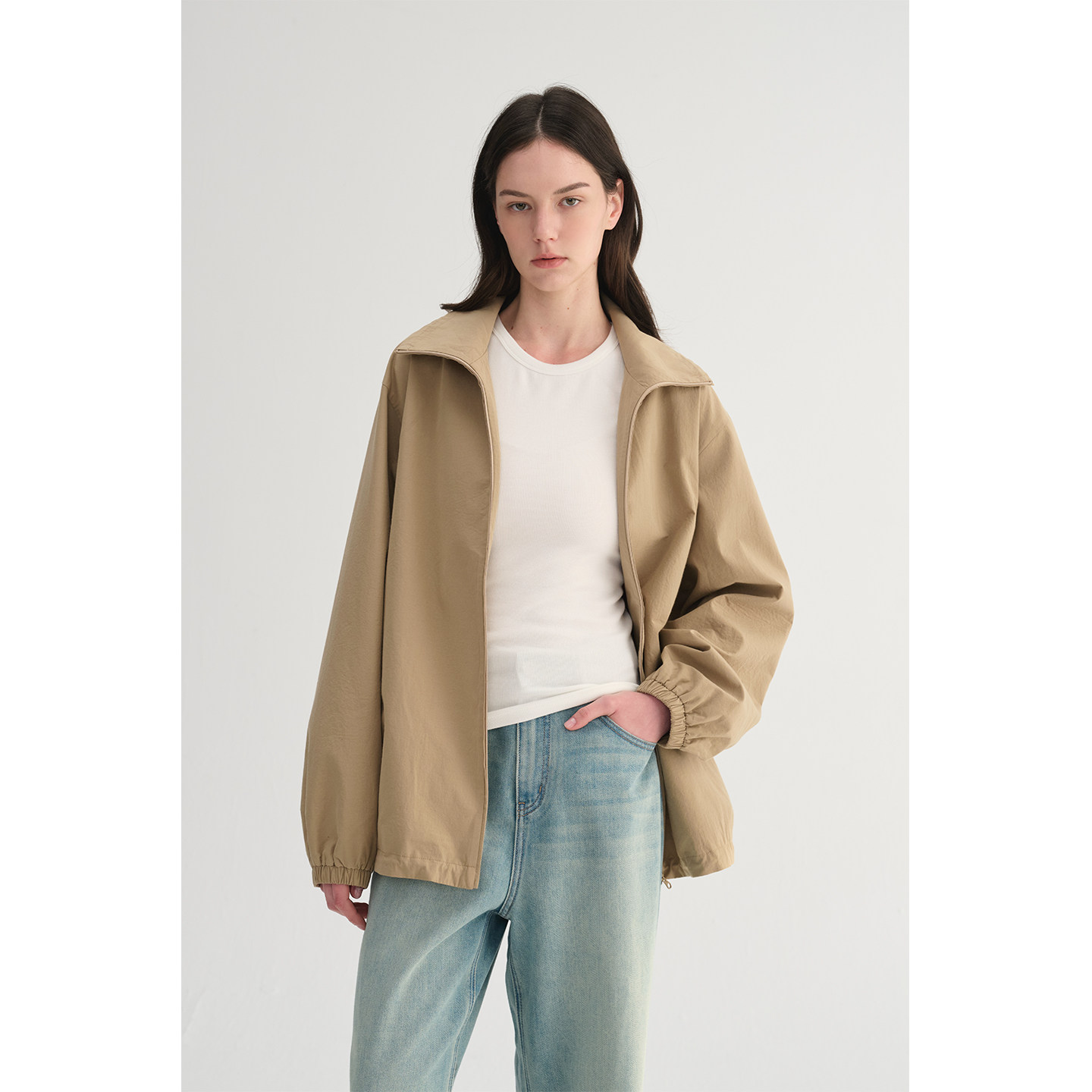 MC两色|山羊绒棉松弛感内里同色廓形翻领夹克外套MAISON CECILE