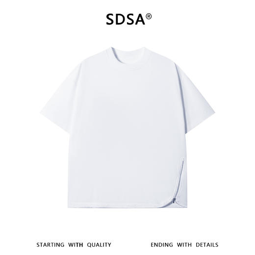 SDSA男装2026新款高贵轻奢潮牌简约纯色侧边拉链圆领短袖T恤百搭 商品图0