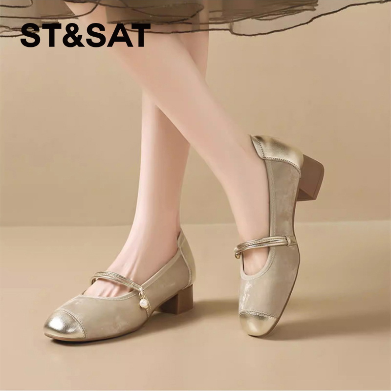 星期六优雅新中式粗跟玛丽珍SSD3111PME