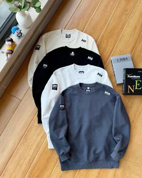 F032320春秋新款纯棉螺纹拼接面料落肩时尚圆领长袖卫衣