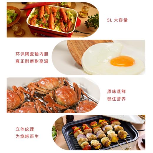 【二代料理锅】BRUNO多功能料理锅二代BOE123 导热更快1700W大功率 聚能循环发热导热更均匀 容量5L满足6人 烤/煮/煎/蒸/炖/炒 商品图4
