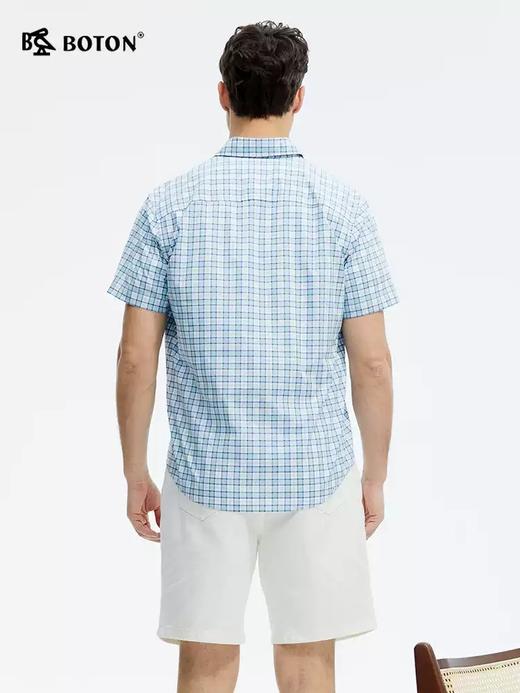 波顿夏季男士短袖衬衫｜格纹精准对位，合身剪裁里藏着用心MS098225 商品图2