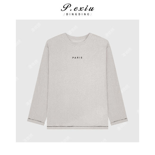 03-4潘依绣丁丁宠粉100%棉慵懒风复古印花宽松减龄圆领长袖T恤Q65478 商品图0