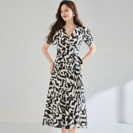 「高货sh」全新升级【铂金会员321/天猫429/差价108】(12652)洛诗琳法式优雅V领连衣裙2026夏季泡泡袖纯棉收腰裹身裙 商品图1