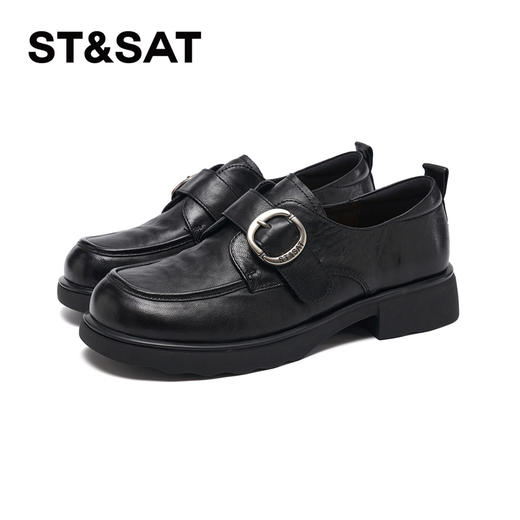 星期六26春新款复古圆扣英伦百搭乐福鞋SSE1111012 商品图2