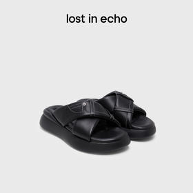 lost in echo2026春夏新款时髦解构口袋交叉厚底增高显瘦沙发拖女