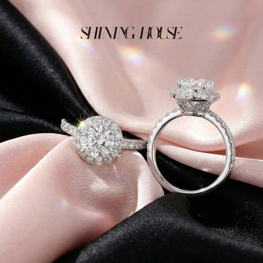 告白·Shining系列 ShiningHouse[培育] 18k金钻石戒指 圆形1克拉钻人工真钻人造钻石K金戒指设计感简约钻石戒指悦己送礼臻选【此商品不支持7天无理由退货退款】 商品图4