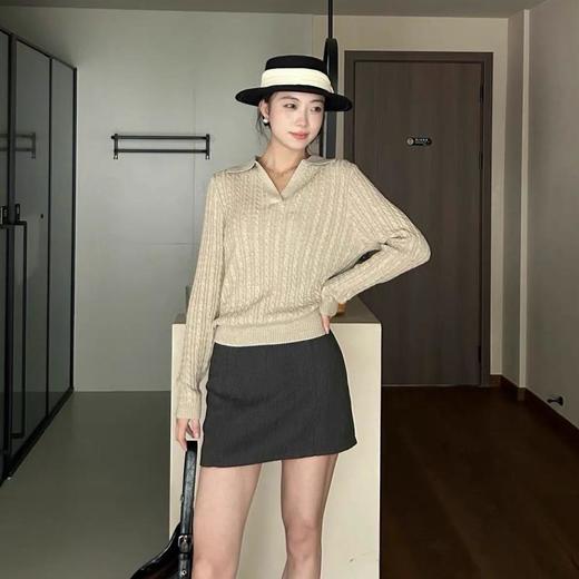 【3-5天发货】春夏打底衫 老钱风拉夫绞花polo领针织衫 商品图3