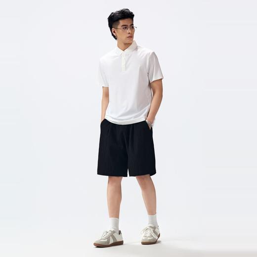 PINLI品立2026夏季新款男士纽扣翻领纯色短袖POLO衫上衣体恤潮牌GD262112054 商品图4