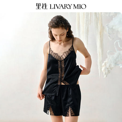 Livary Mio/里性 曼舞性感风女士蕾丝吊带睡衣透视网纱家居服套装 商品图3