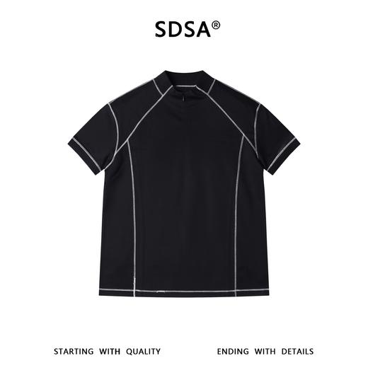 26027SDSA男装2026新款轻奢小众设计缝线半拉链立领短袖T恤百搭上衣 商品图1