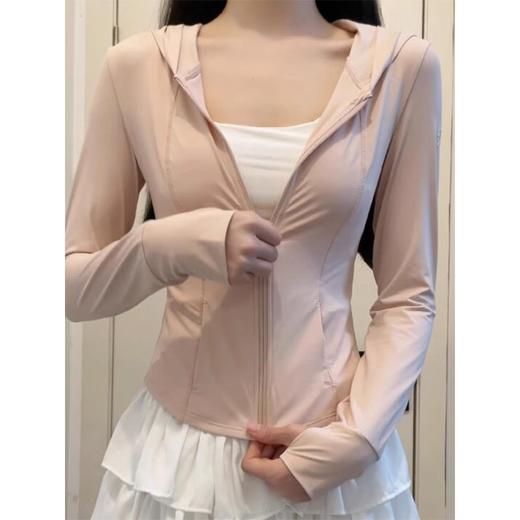 【舒适透气！弹力不紧绷】粉色冰丝防晒衣女款夏薄款户外防紫外线防晒服修身紧身短外套上衣。xa 商品图1