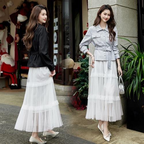 丁摩  春季新款女时尚潮流优雅风小外套皮衣蕾丝半身裙两件套6ZF-3236 商品图4