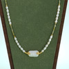 子佩集【芳华璀璨】银S925珍珠惜王妃项链【SGN0895001】3*5小巴洛克珠9*14mm方块绿镀金2601 商品缩略图1