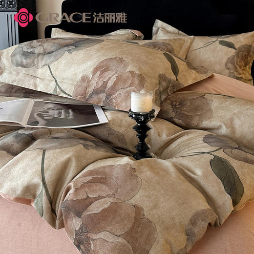 洁丽雅（Grace)帛书影.全棉轻奢美拉德系磨毛四件套JLY25802 商品图3