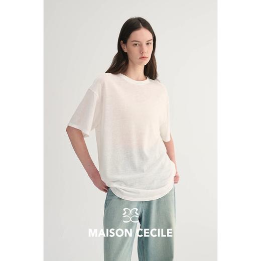 MC三色|基础好穿雪花棉肌理感宽松舒适慵懒落肩T恤MAISON CECILE 商品图4