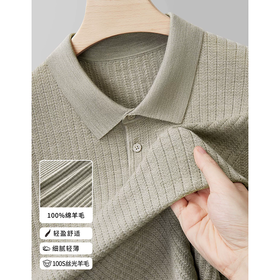 【100%纯羊毛】100支大码男士短袖T恤翻领polo衫半袖丝光羊毛衫   STZZ-STJFW13-145