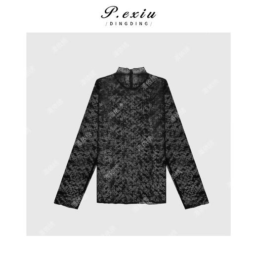 03-4潘依绣丁丁宠粉法式镂空蕾丝网纱立领打底T恤 Q45044 商品图1