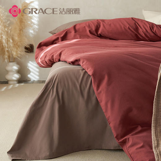 洁丽雅（Grace)宫墙红.全棉轻奢素色磨毛四件套JLY25804 商品图2