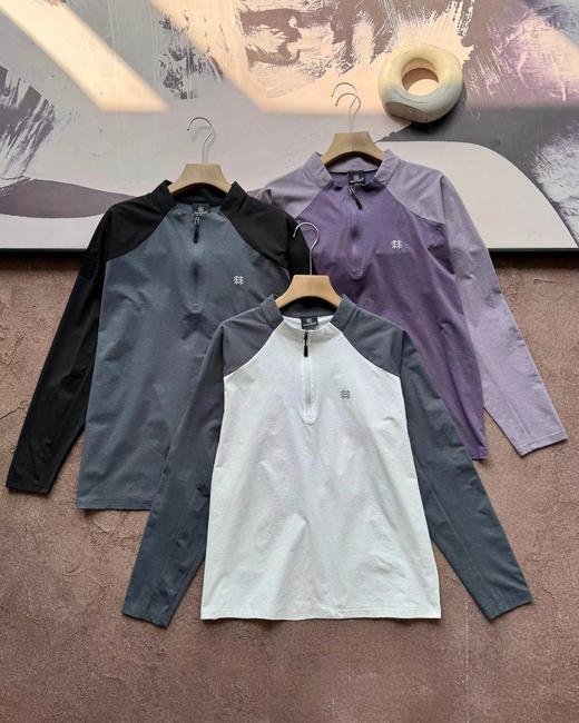 F032319春冬户外新款男款弹力运动休闲中厚半拉链打底衫长袖 商品图0