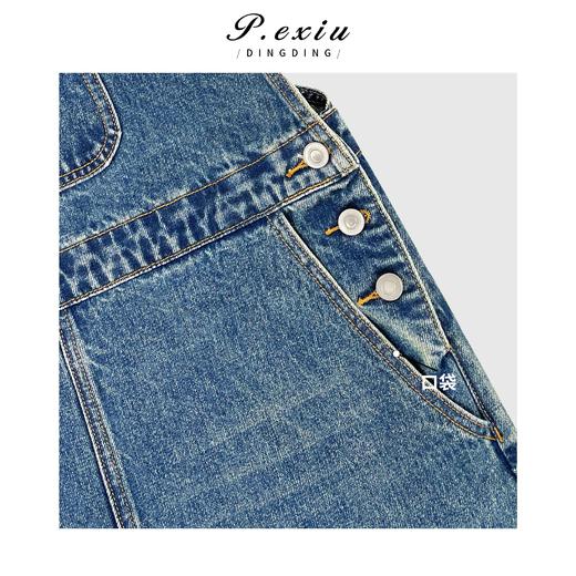 03-4潘依绣丁丁宠粉潘依绣 100%棉韩系减龄休闲牛仔背带连体裤 D6129 商品图3