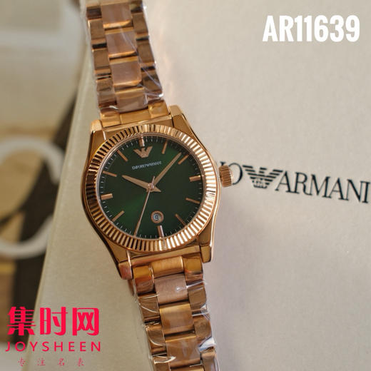 原单阿玛尼AR11639 女士复古钢带石英腕表 | 深邃太阳纹 × 日记窗设计 —— 复古优雅，时光低语 商品图2